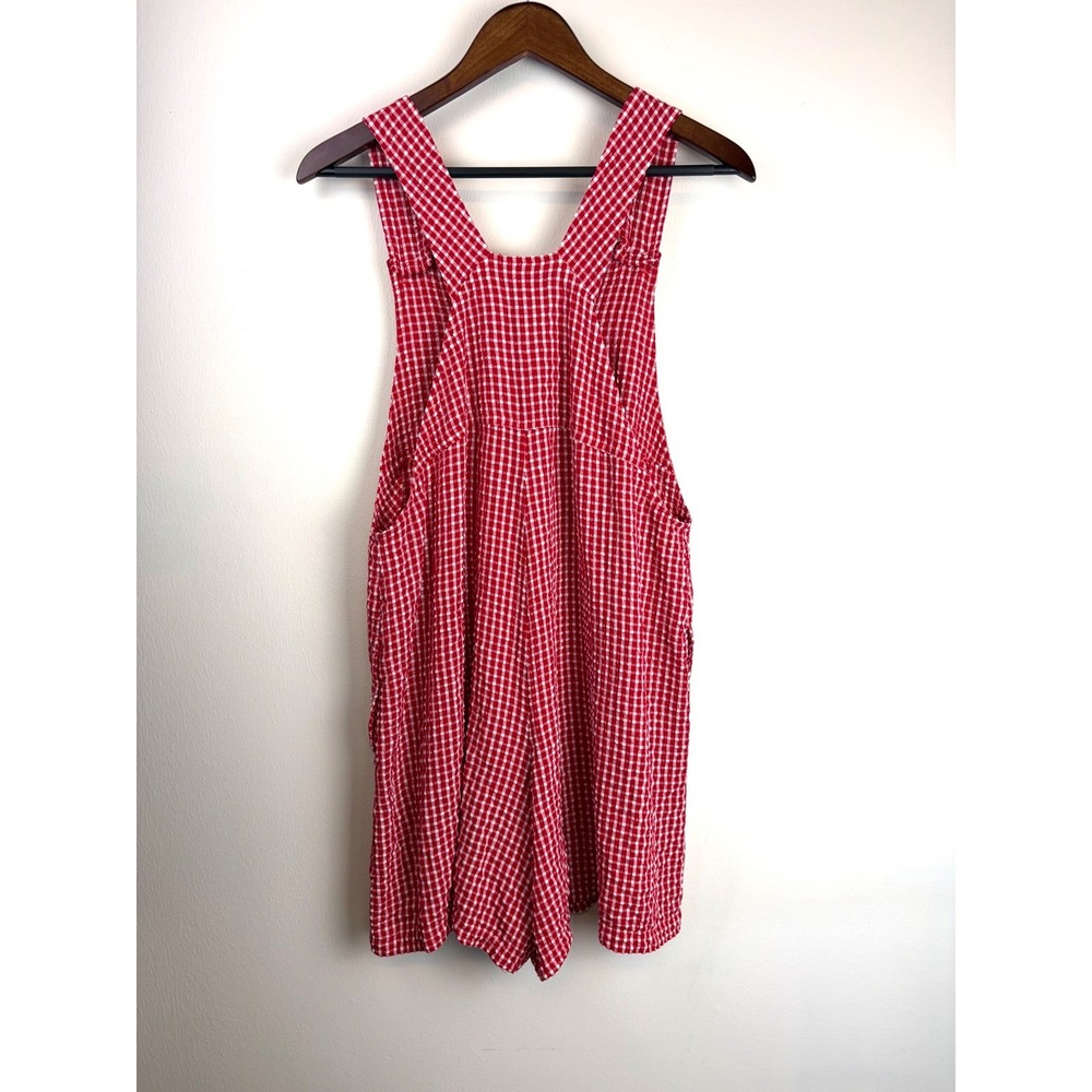 Express Vintage Gingham Romper M Red White Checkered 90s Cottagecore Picnic - Picture 7 of 7